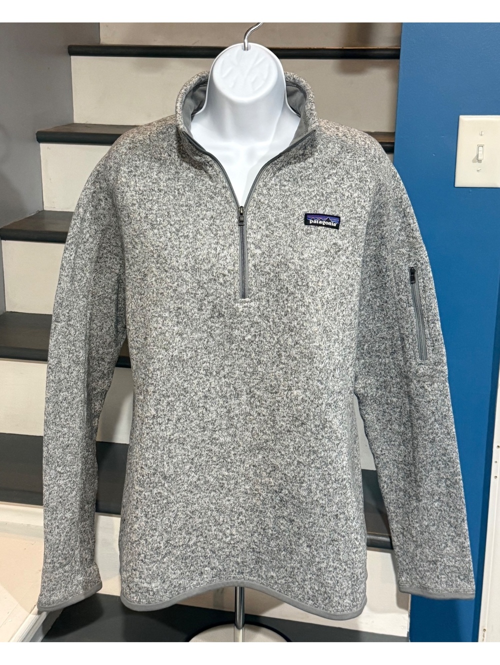 Patagonia Womens Size XL Better Sweater 1/4-Zip Fleece Pullover Birch White Grey